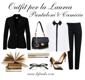 outfit elegante laurea pantaloni camicia blazer decollete