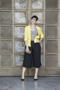 outfit elegante culottes blazer blackfive decollete pomikaki roma