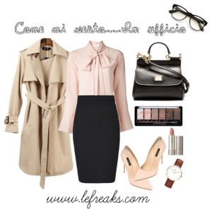 outfit ufficio look formale elegante gonna longuette tacchi