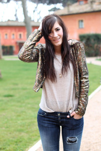 outfit casual giacchetto billabong paillettes skinny jeans