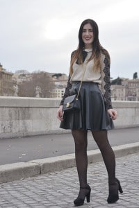 outfit bon ton gonna a ruota ecopelle tacchi roma