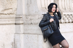 outfit universita little black dress roma coppedè